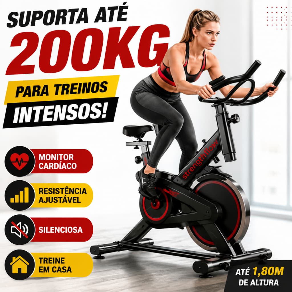 Bicicleta Bike Ergometrica Spinning Detecção De Frequência Cardíaca Academia Fitness Profissional 200kg