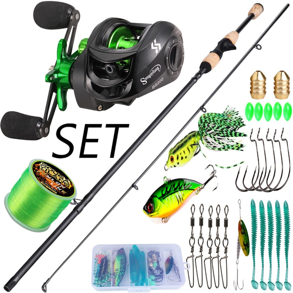 Sougayilang Linha De Carretel De Vara De Pesca De Fibra De Carbono Sólido Conjunto Completo 5-10LB 7.2 : 1 Arrasto Máxim