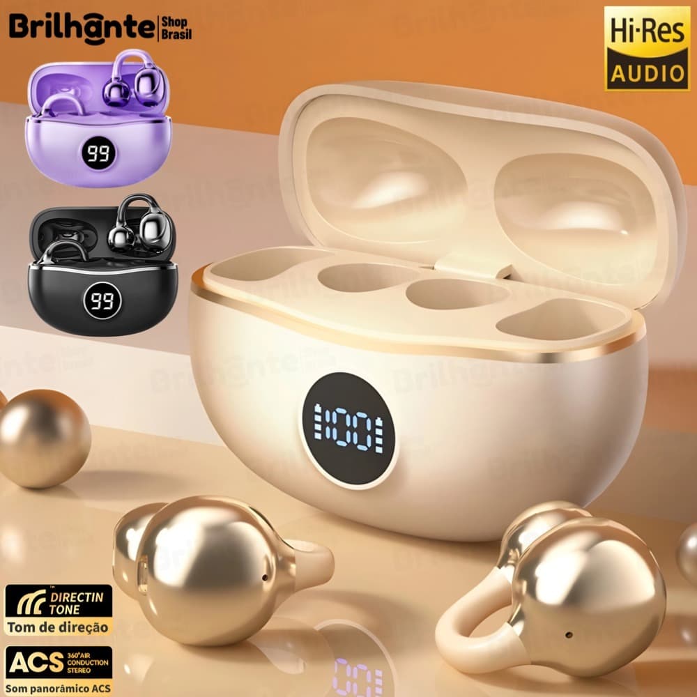 D15 Fones De Ouvido Sem Fio Bluetooth TWS Fone Alta Fidelidade Aberto Wearable Estéreo Display Energia LED