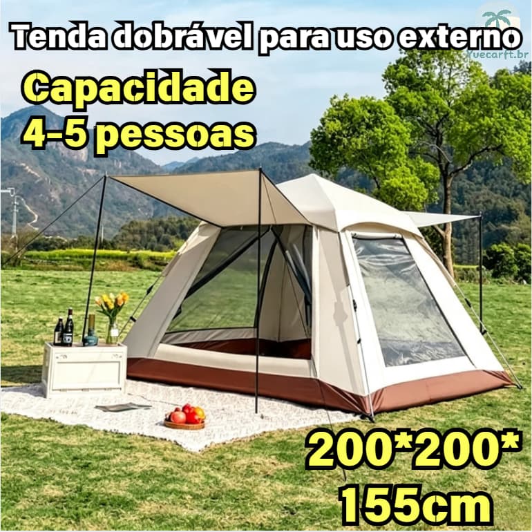 Barraca De Acampamento Grande Para 4/5 Pessoas 200x200x155cm Camping Portátil