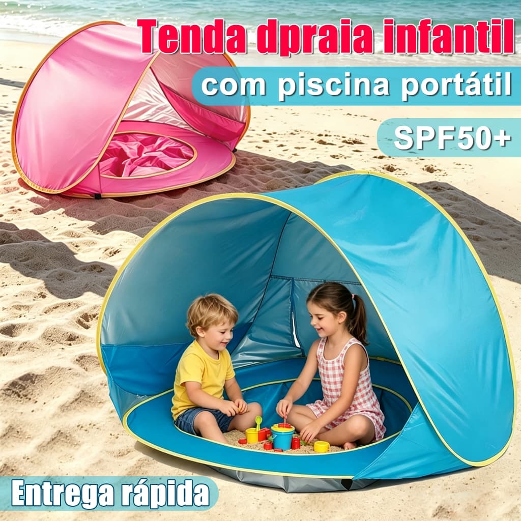 barraca de praia infantil com piscina, proteção uv, para praia, piscina e diversão ao ar livre