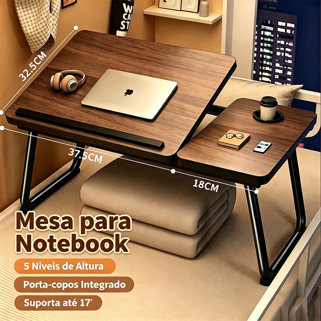 Mesa Para Notebook Dobrável Regulável Mesa Multifuncional Com Porta-Copos Altura Ajustável Café Cama Sofá Home Office