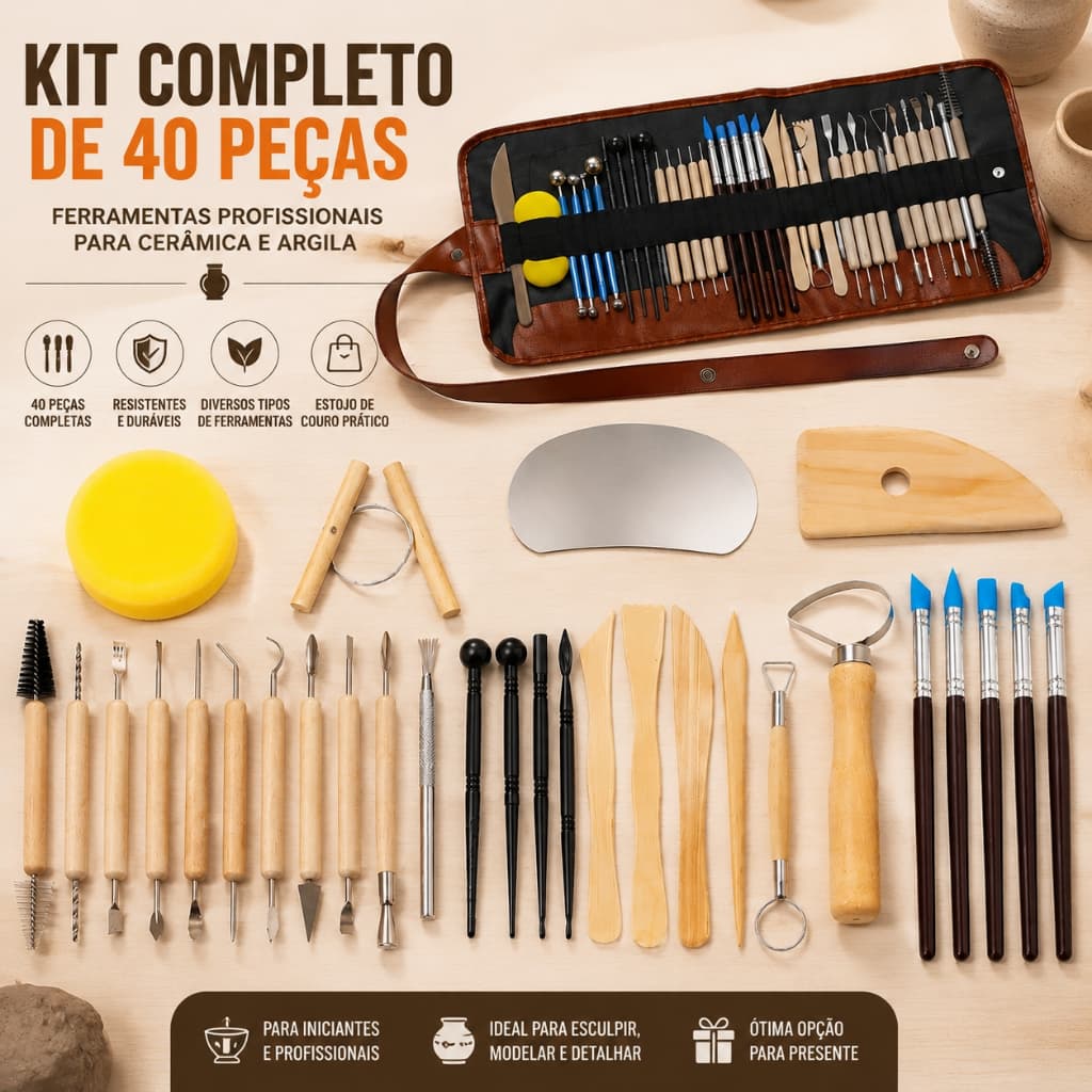Kit 30/40 peças Peças Profissionais Escultura Em Cerâmica De Argila Entusiasta da cerâmica