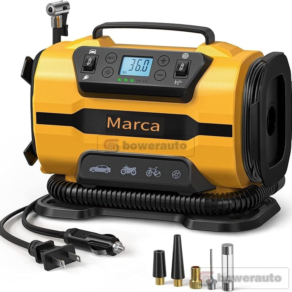 Bomba de ar para pneu dupla voltagem 12V e 110-230V, inflador digital, compressor portátil BCE04