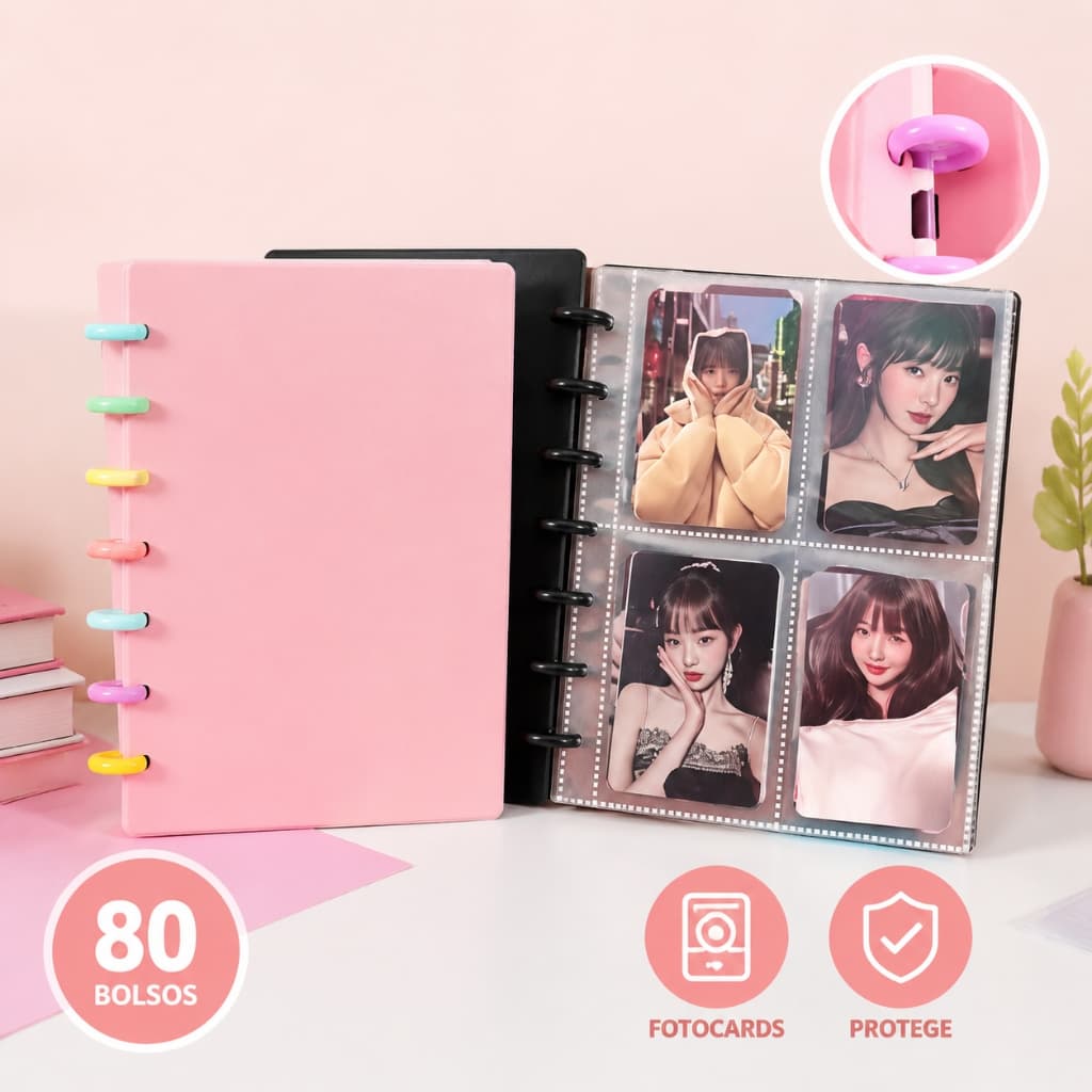 Álbum de Botões de Cogumelos com 80 Bolsos de 3 Polegadas para Armazenamento de Cartões
