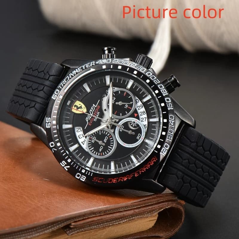 Relógio masculino moda seis ponteiros relógio de quartzo série FERRARI Multi-função cronógrafo relógio marca superior F1
