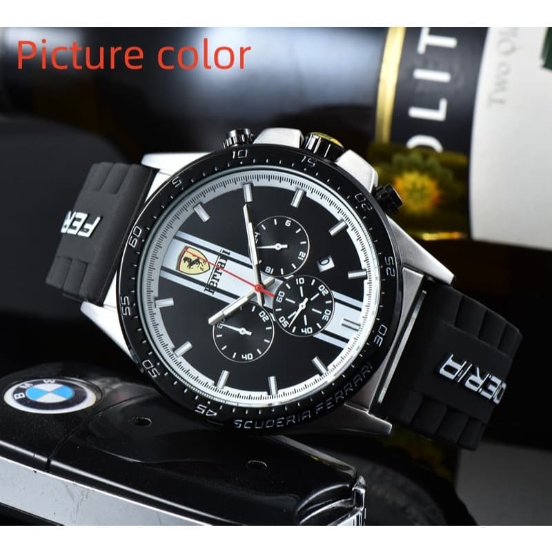Relógio masculino relógio masculino moda seis ponteiros relógio de quartzo série FERRARI Multi-função cronógrafo