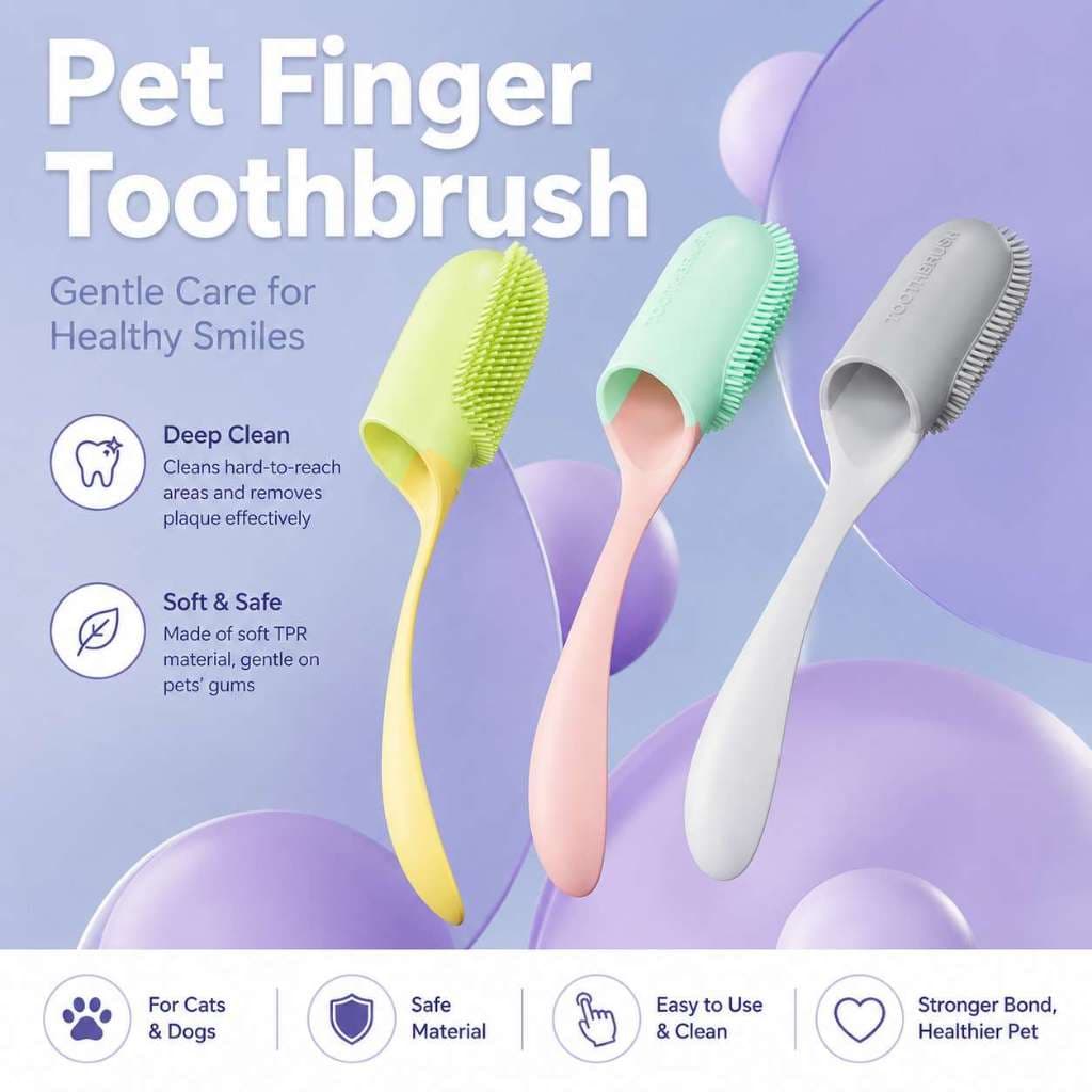 Escova De Dentes Para Animais De Estimação Com Alça Cães E Gatos , Limpeza Dentária TPR Macia , Massagem Suave Nas Gengi