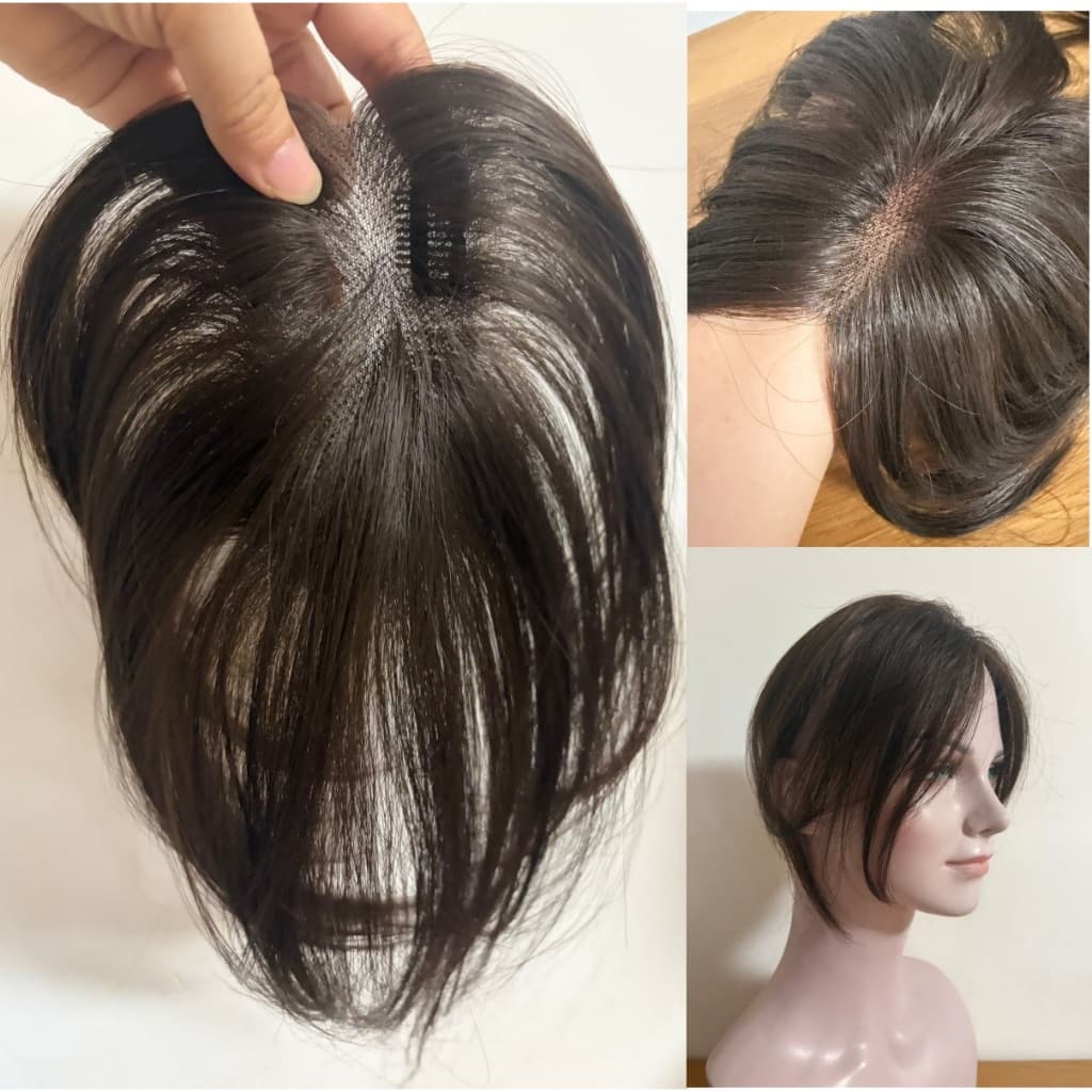 Artigo decorativo Topo 8x11cm renda invisível aplique mistura de cabelo humano e fibra sintética com tic‑tac 30cm