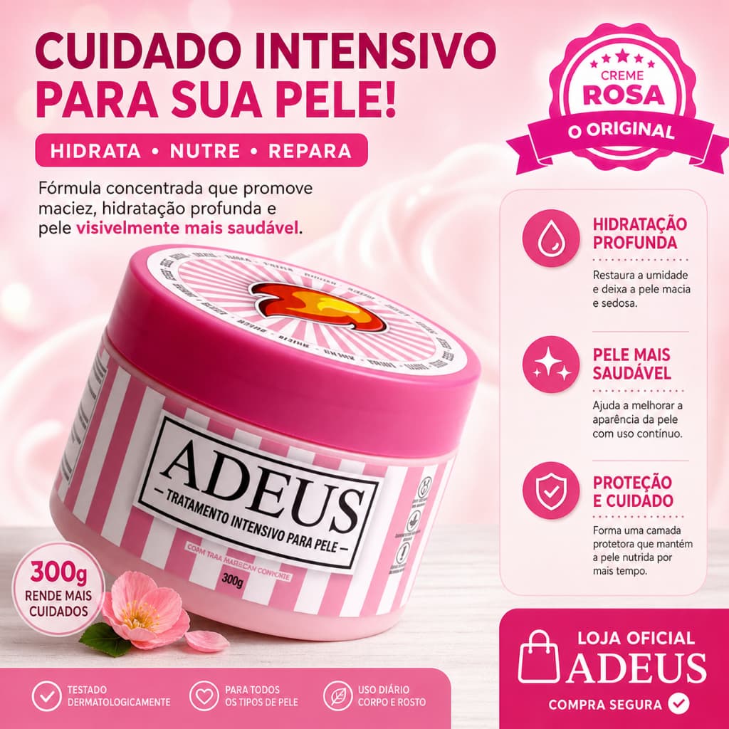 Creme rosa ADEUS original intensivo para pele - 300g