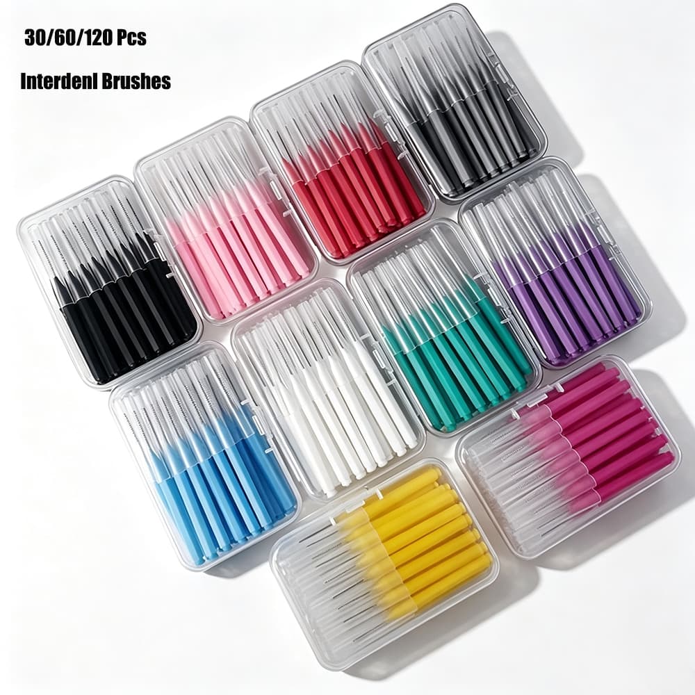 Escova Interdental Reta , Limpador De Lacunas Nos Dentes , Tamanhos 0.6-1.5mm , Cerdas Macias , Aparelho De Goma Sensíve