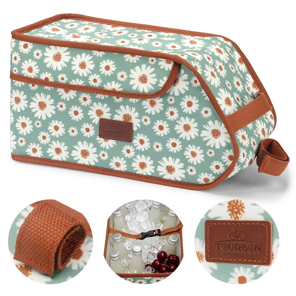 TOURBON Daisy Canvas Bike Pannier Bolsa Refrigerador De Rack Traseiro De Bicicleta Isolado À Prova D'água