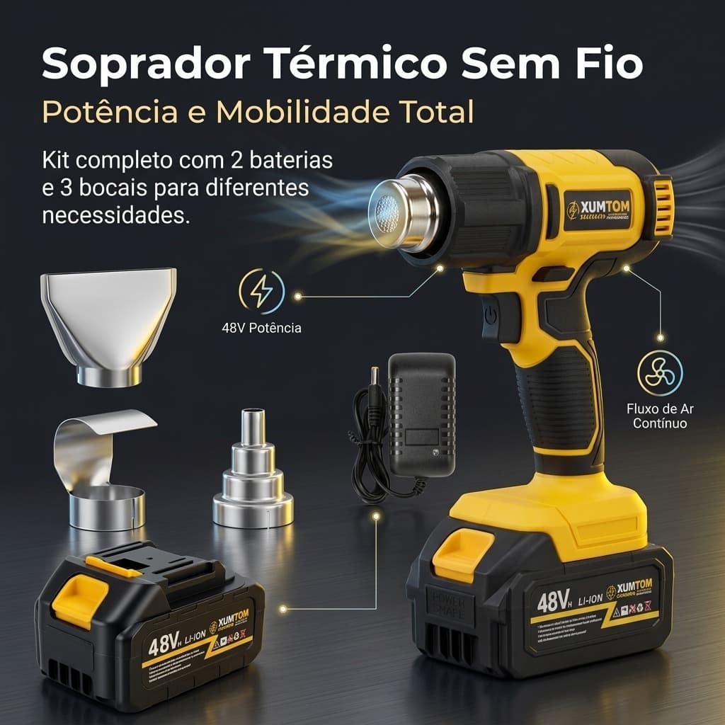 Ventilador Térmico Sem Fio 48V 500W Temperatura 50-550 ° C Aquecimento Rápido Para Embrulho De Carro Termopar