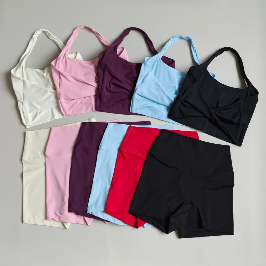 Conjunto de 2 peças feminino Yoga Wear terno Halter pescoço bonito volta reunindo sutiã cintura alta Hip-Lifting abdômen