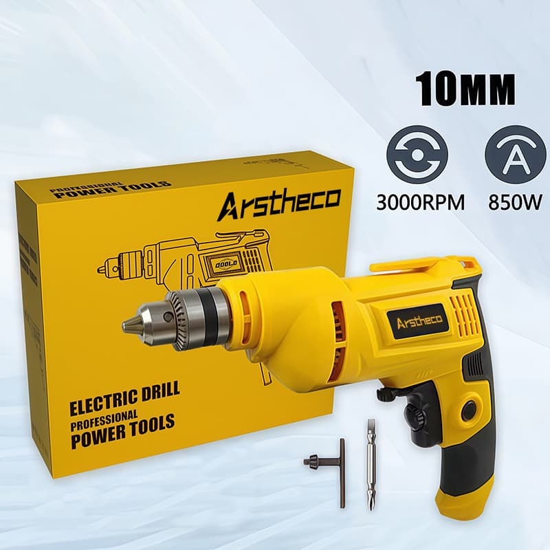 Furadeira Elétrica 850W Mandril Chave 10 mm 3000RPM 110/220V Arstheco Com Acessórios