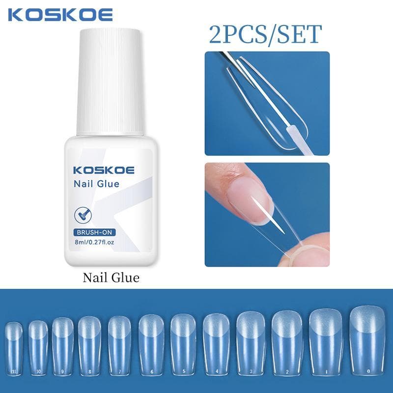 KOSKOE Cola Unhas Postiças Em Gel KIT 120 UNHAS POSTIÇAS Bailarina NATURAL REALISTA + COLA UNHA