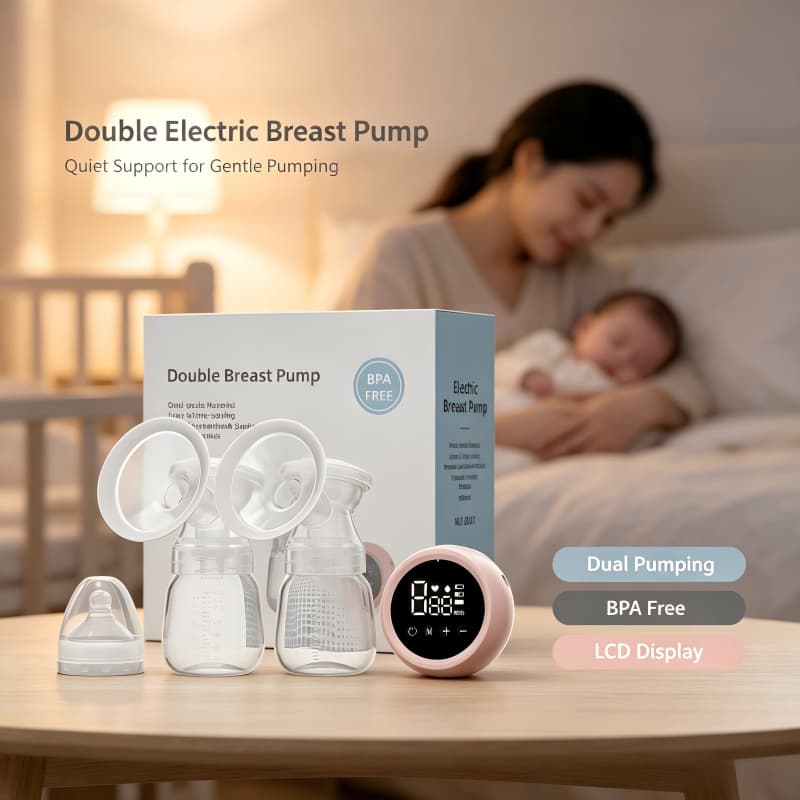 Bomba Tira Leite Elétrica Dupla Silenciosa Portátil USB 3 Modos 9 Níveis Ajustáveis Display LED Extrator De Amamentação