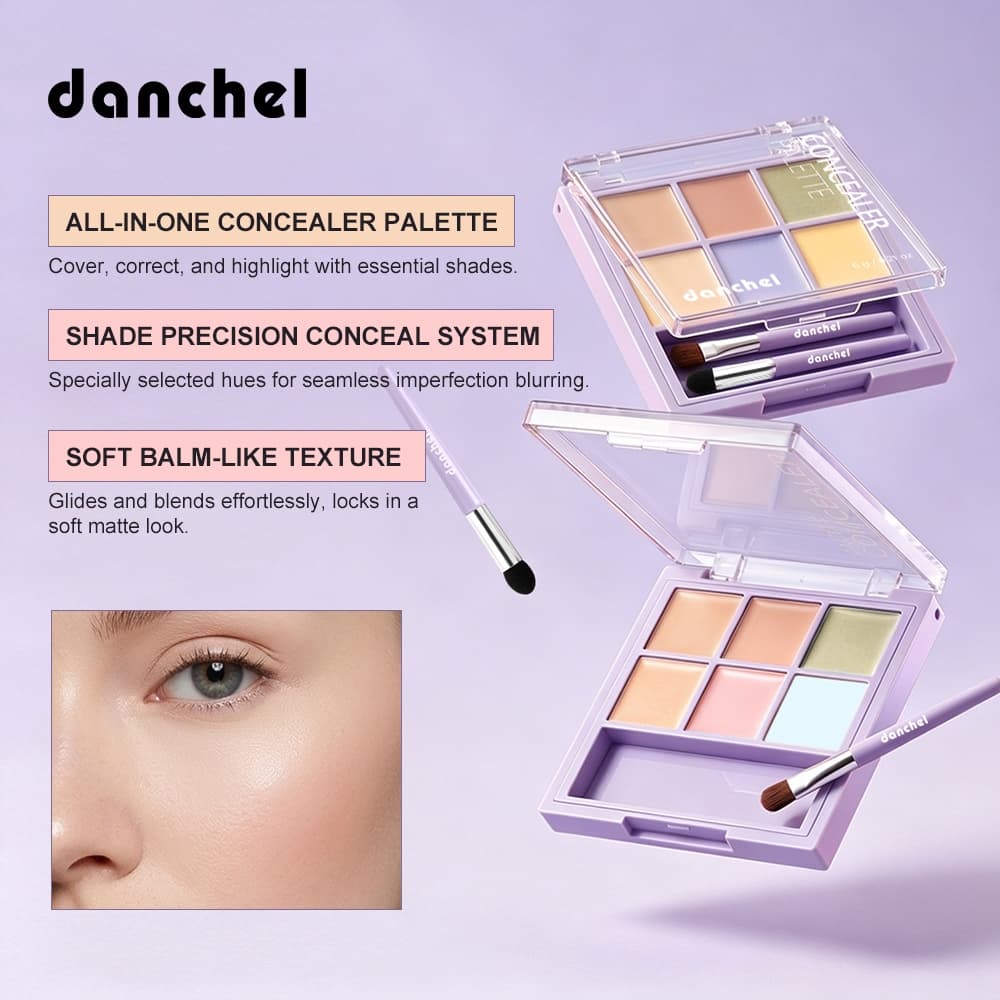Danchel Paleta De Corretivos De 6 Cores Corretor De Fosco Macio Corretivo De Cobertura Total De Longa Duração Com Pincel