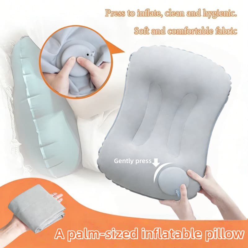 Almofada De Acampamento Inflável Portátil-Um Travesseiro Leve Para Dormir De Ar Viagem Que Fornece Suporte Pescoço E Cos