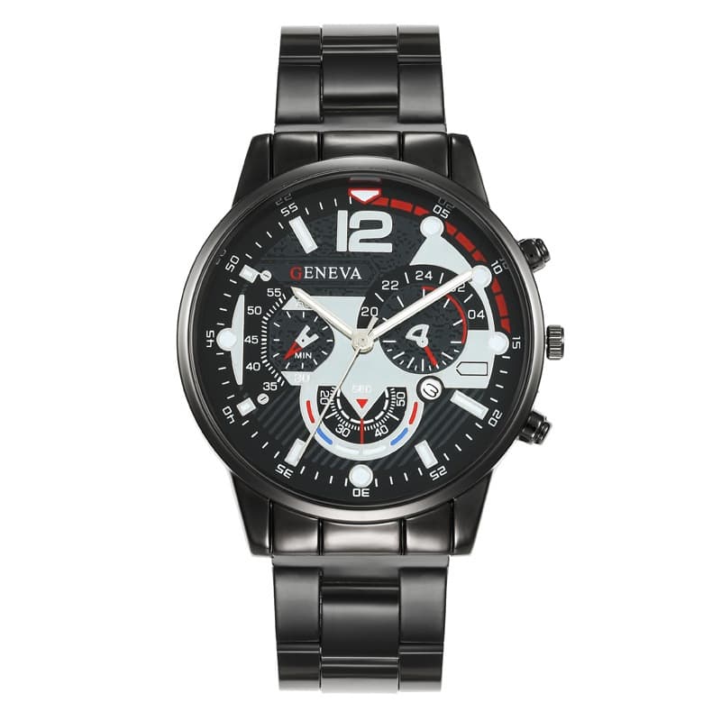 Relógio masculino relógio de quartzo relógio masculino calendário banda de aço relógio masculino moda esportes ponteiro