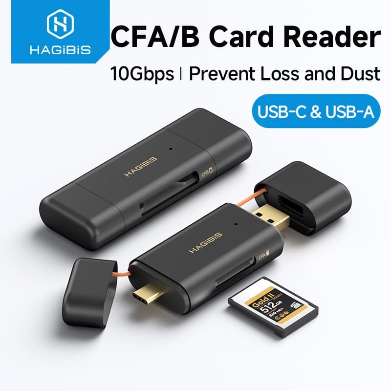 Leitor De Cartão HAGIBIS CFexpress 10 Gbps USB 3.2 Gen2-C E A Porta Dupla Liga De Alumínio CFA CFB De Alta Velocidade Pa