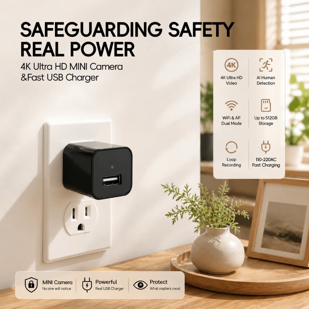 Câmera De Tomada De Parede 1080P FHD WiFi De Alta Definição , Visualização Remota Através Do Aplicativo Móvel , Alarme D