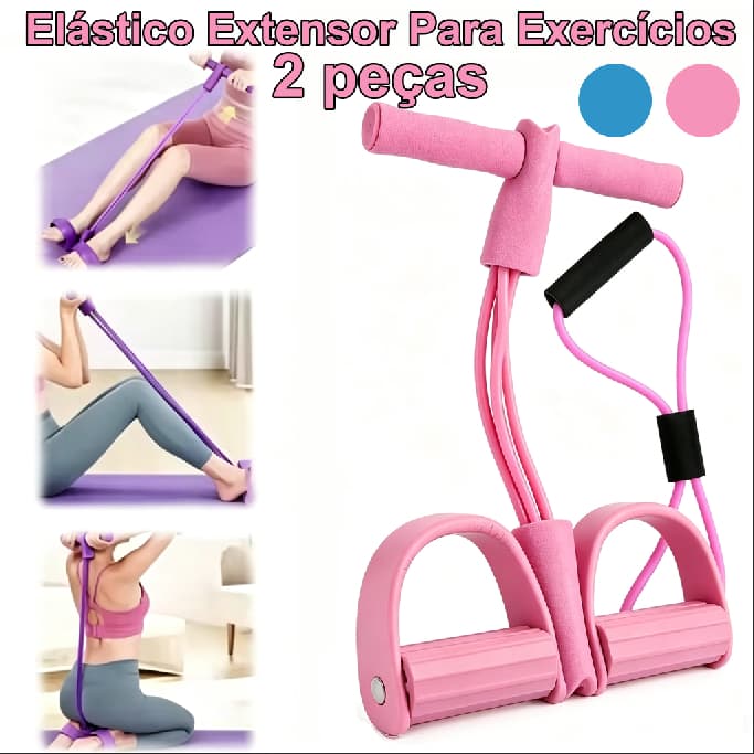 KIT 2 Elástico Extensor Para Exercícios Em 8 + Aparelho Fitness Para Abdominal Ginastica