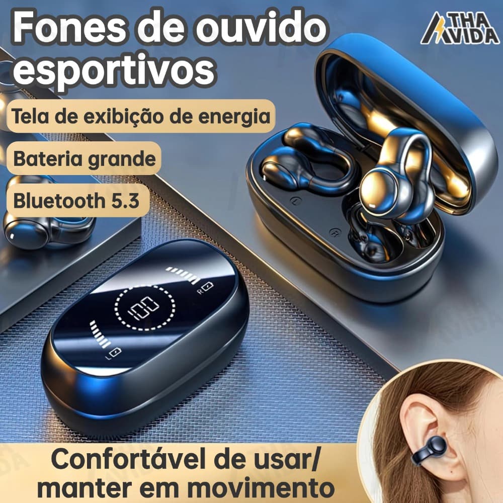 SPRISE M47 Fone De Ouvido Clip De Orelha Bluetooth Display LED Inteligente Mini Condução Óssea Cancelamento De Ruído