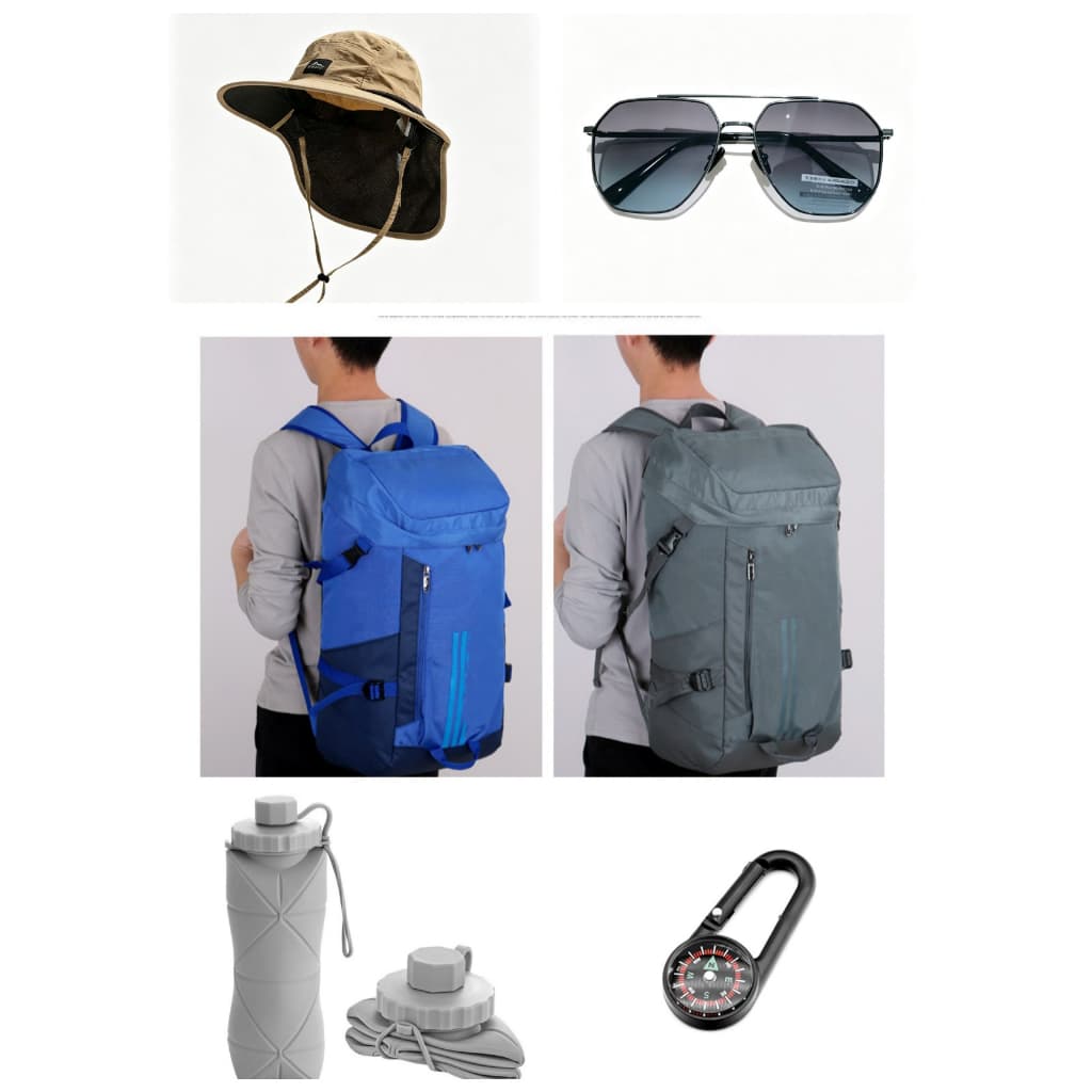 Kit de mochila para trilha ao ar livre, viagem e esportes, 60L, impermeável, de grande capacidade — conjunto com 5 peças