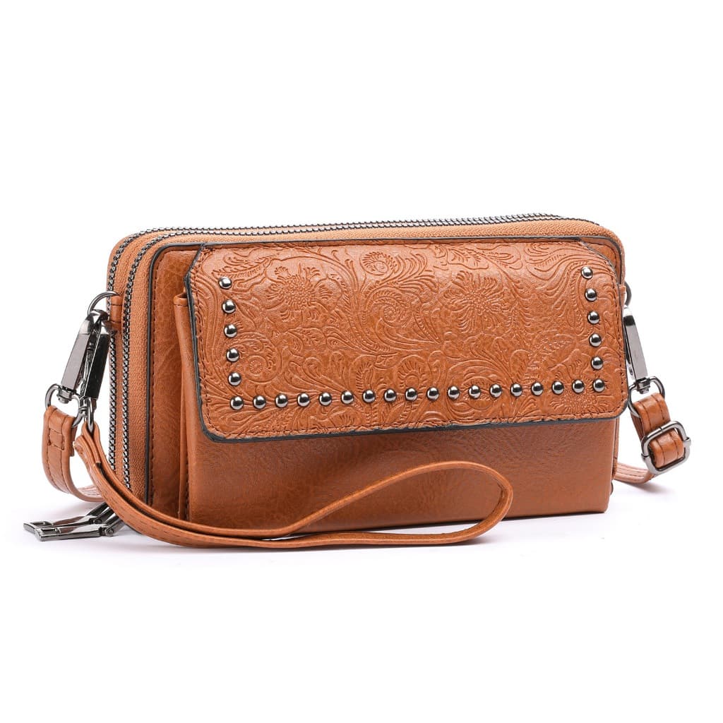 Carteira Couro Bloqueio RFID, Bolsa Transversal Clutch Feminina com Alça Removível