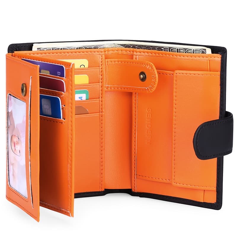 Carteira Masculina Couro Legítimo Bloqueio RFID com 2 compartimentos para RG/CNH