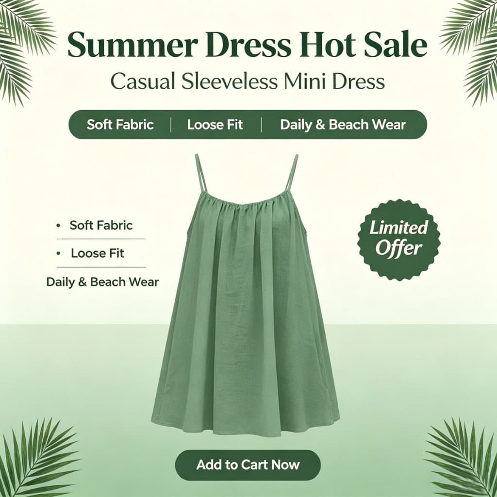 Feminino 2026 Verão Com Decote Em V Sem Mangas Vestido Cor Sólida Solto Ajuste Plissado Bainha A Linha Casual Férias Pra