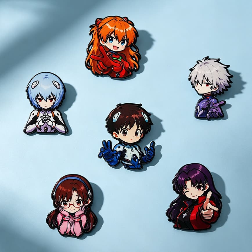 [6pçs] Broches de Liga Evangelion/EVA - Decora Roupas e Mochilas