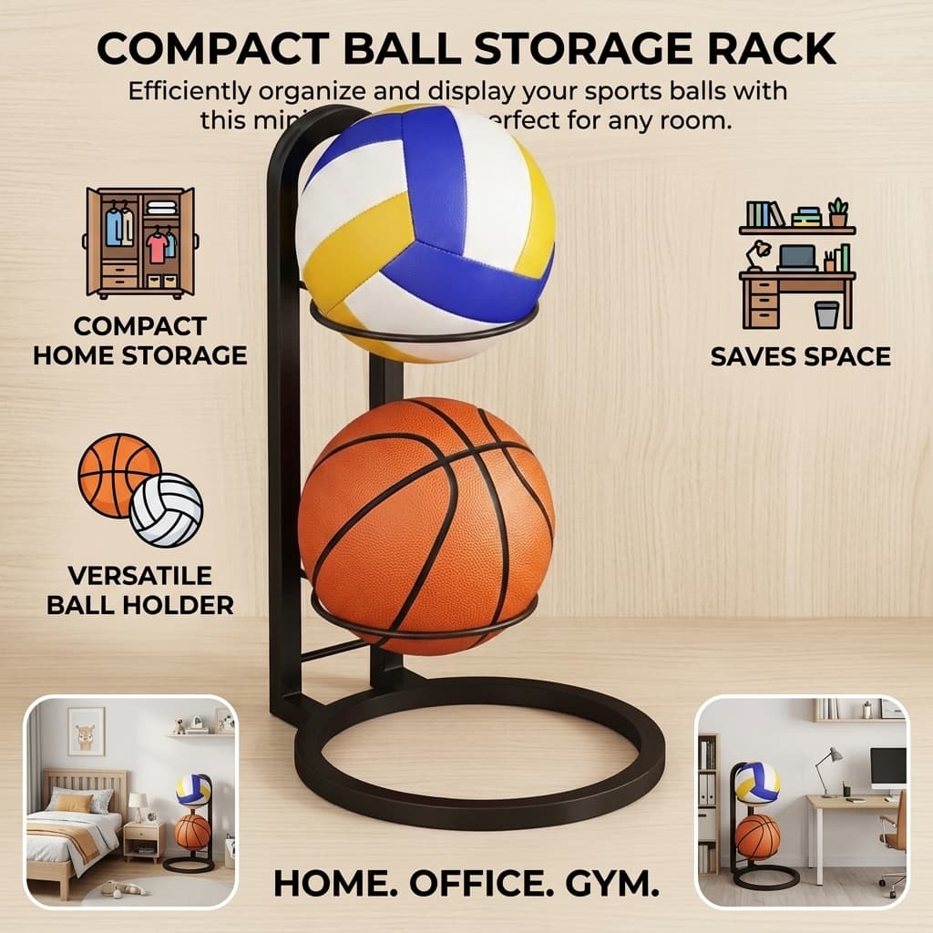 Organizador De Bolas De Suporte 2/3/4/5/6 Camadas | Porta De Bola Vertical Para Futebol , Basquete E Vôlei Economia De E