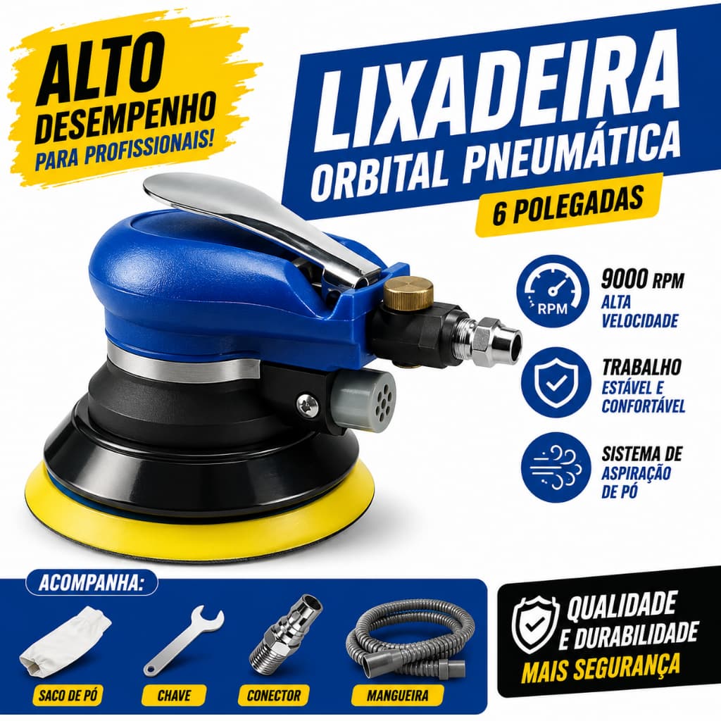 Lixadeira Pneumática Orbital Hookit Roquite Barata