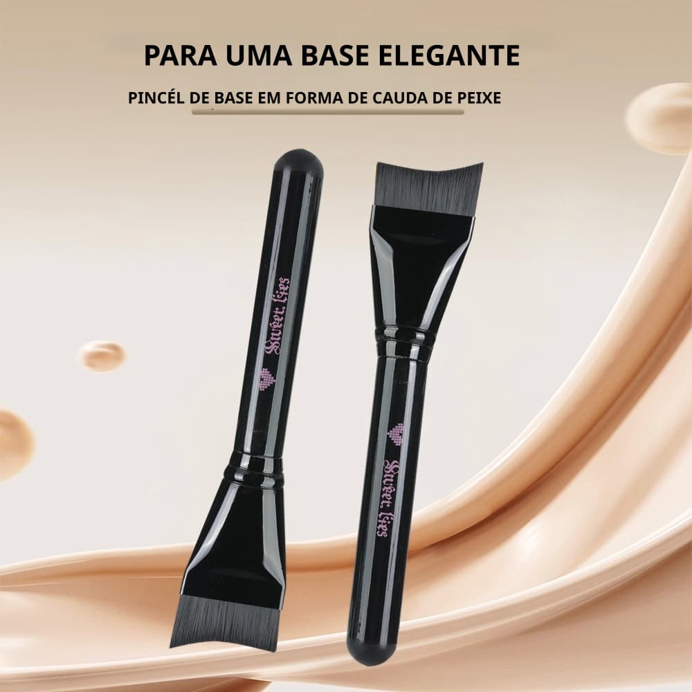 Sweet Lies Pincel De Base Com Cauda De Peixe , Ultrafino , Cabeça Plana , Líquida , Maquiagem , Preto , Ferramenta Cosmé