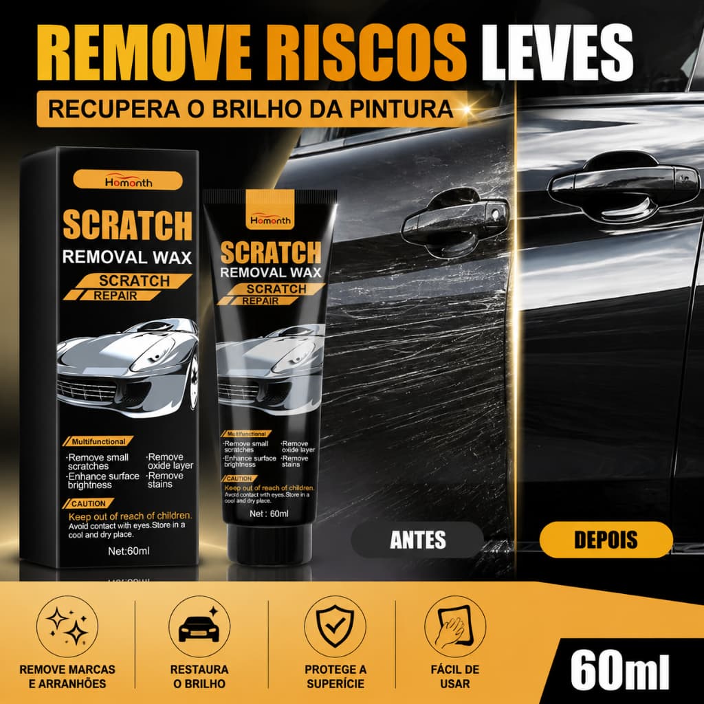 Removedor de Riscos Automotivo 60ml | Polidor de Pintura para Carro | Recupera Brilho e Proteção
