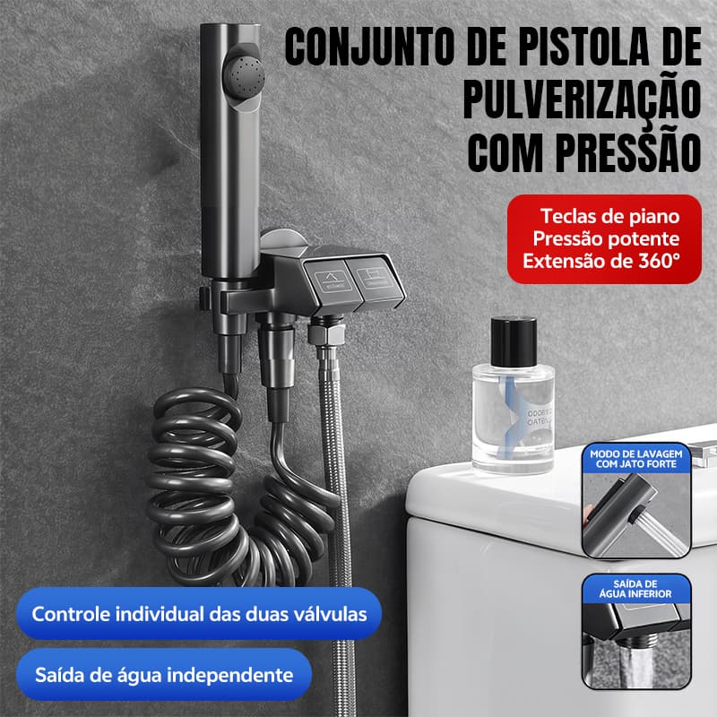 KIT Banheiro Ducha Higiênica Duas Saídas Com Registro Conjunto De Pulverizador