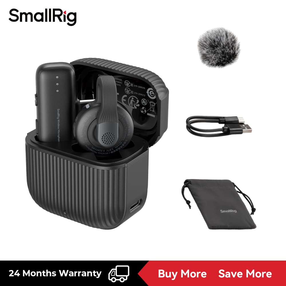 Microfone Sem Fio SmallRig S70-C1 Com Adaptador USB-C Para Telefones (Preto/Branco) # 5718 5719