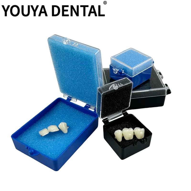 100 Pçs Dentadura Esponja Retentor Caso Implante Coroa Folheado Caixa De Armazenamento De Dentes Falsos Com Espuma