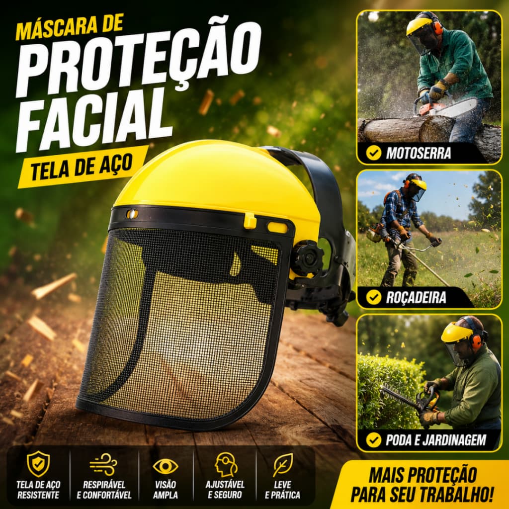 Proteção Facial Telado Aço Para Roçador Roçadeira Protetor