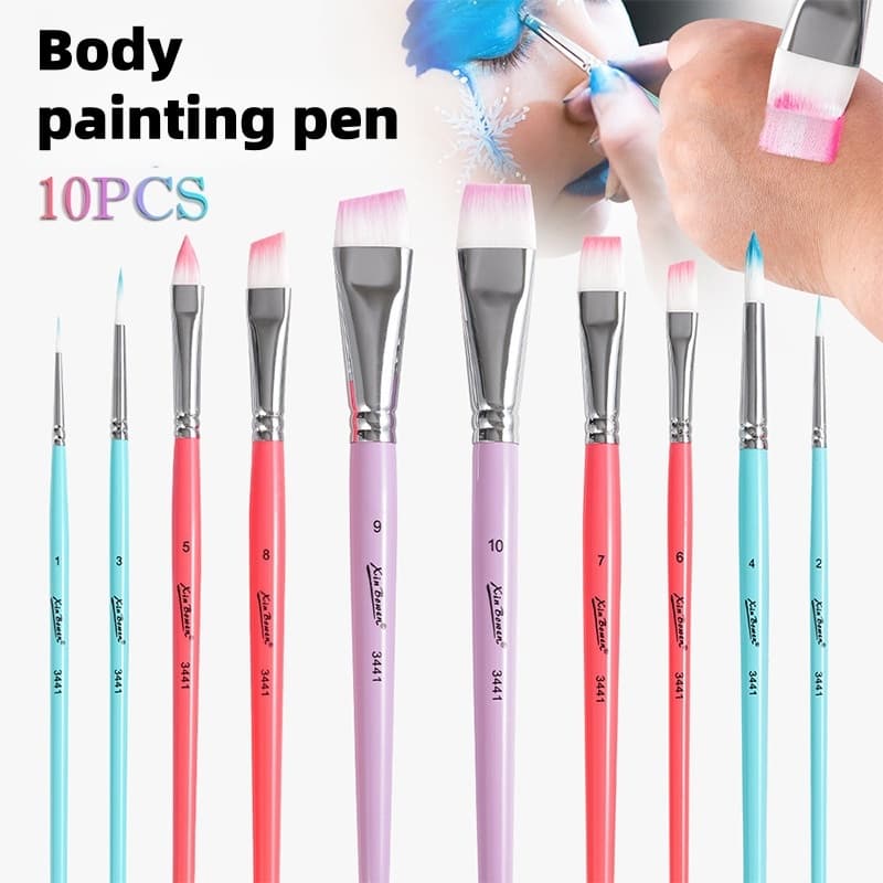 10 Pçs Rosto Corpo Pintura Escova Conjunto Crianças DIY Arte Pincéis Palco Maquiagem Detalhe Forro Ferramentas