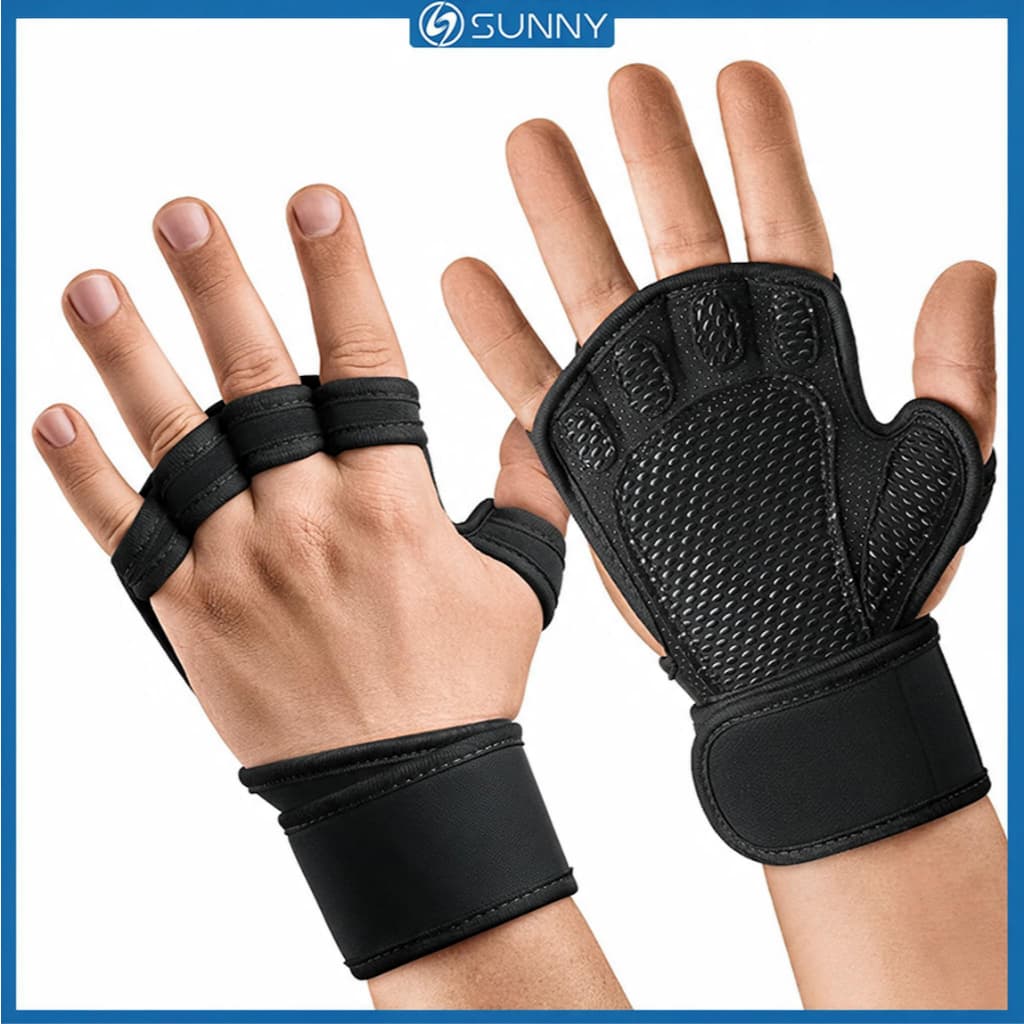 SunnyFit Luvas De Ginástica 2 Peças Profissionais De Levantamento De Peso Suporte De Pulso Academia Treino De Fitness Pa