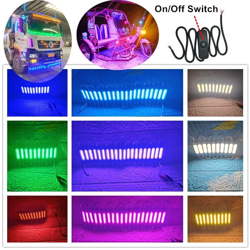 5/10/20 Pcs À Prova D'água COB LED Módulo Piscando Luz ON/OFF Interruptor DC12V Ou 24V 10 Cores Underglow Aviso Decoraçã