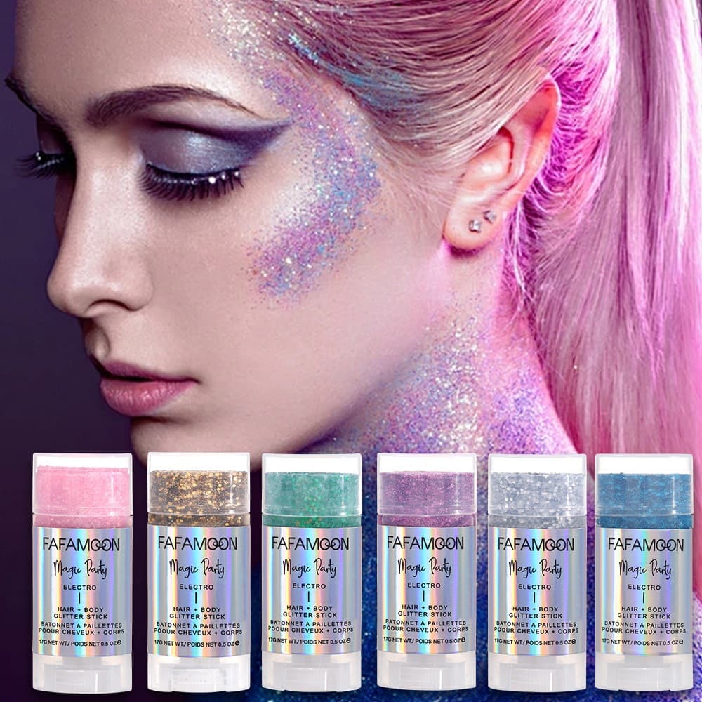 Corpo Holográfico Glitter Vara Rotativa Gel Para Rosto Cabelo Festival Festa Maquiagem Shimmer Iluminador