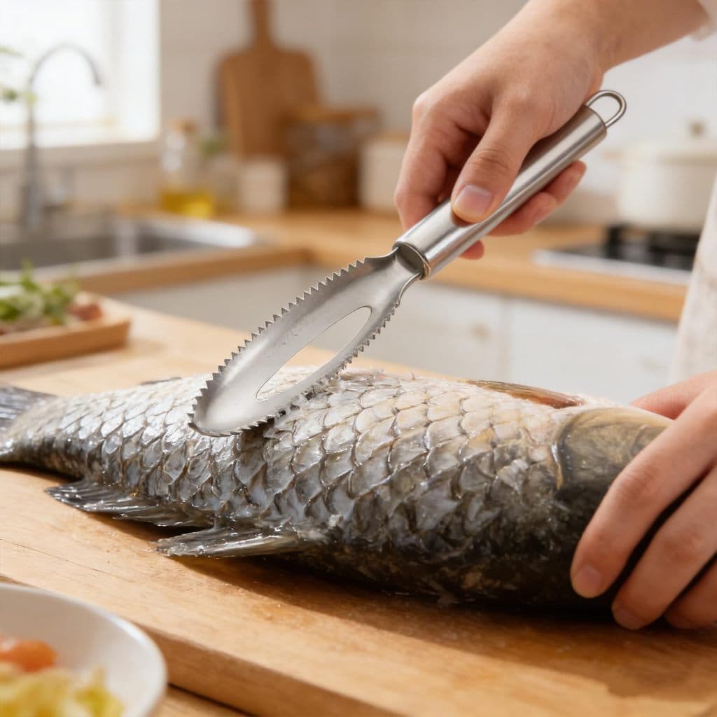 1 Peça , Raspador De Peixe De Aço Inoxidável Ferramenta Descalcificador Fácil De Usar , Removedor De Escamador Pulmão Pa