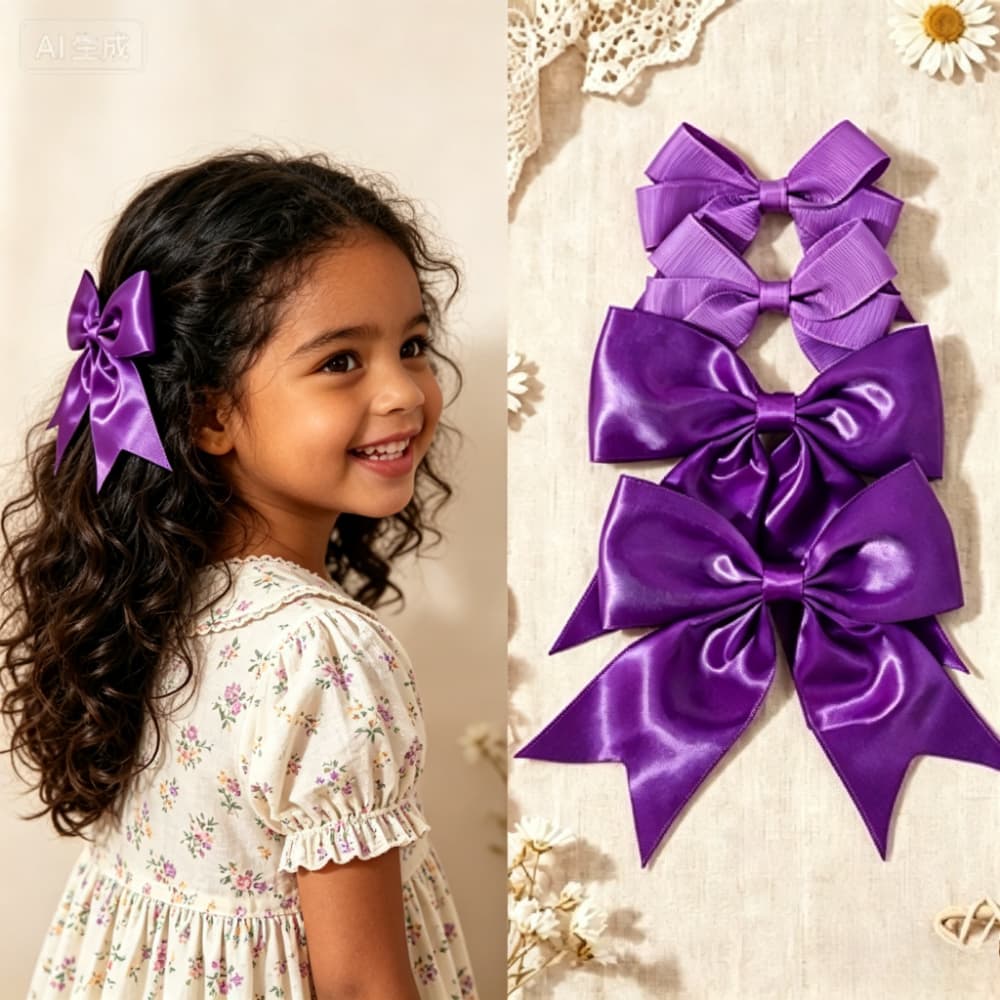 1 Lote De Grampos De Cabelo Com Laço De Tecido Feito À Mão , Acessórios Estilo Princesa Doce , Laços Versáteis Sem Puxar