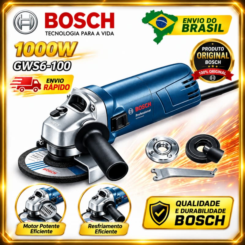 Esmerilhadeira Lixadeira Bosch 110V GWS6-100 1000W de nível profissional Esmerilhadeira Angular 220V