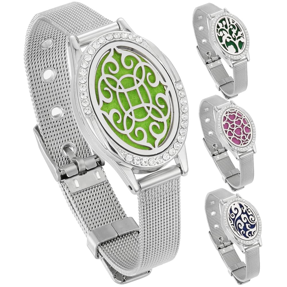 Aço Inoxidável Árvore Da Vida Aromaterapia Pulseira De Prata Medalhãos Liga Perfume Difusor De Óleo Essencial Medalhão A