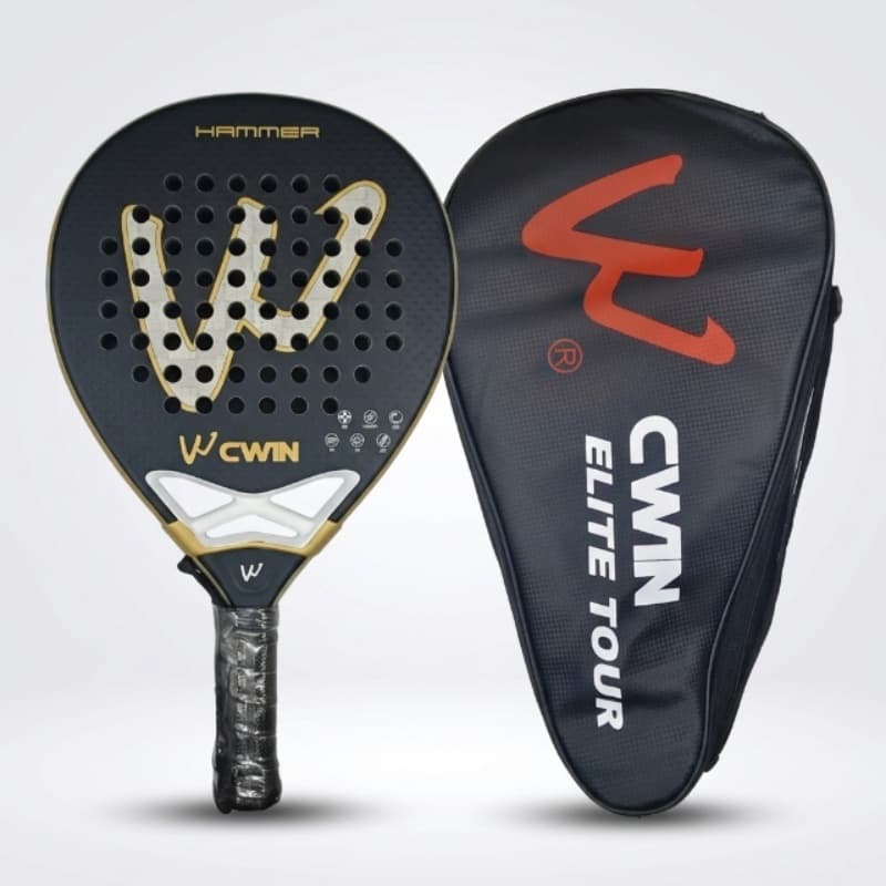 CWIN HAMMER Raquete Padel Profissional 18K Fibra De Carbono Paddle De Tênis Design De Absorção De Choque Para Jogadores